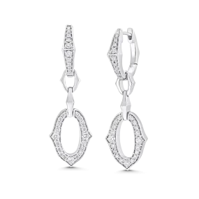 0.70 TCW Round Moissanite Diamond Link Drop Earrings