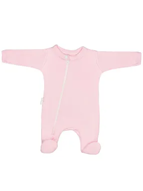 100% Cotton Footed Zip Up Sleepsuit -  Pink