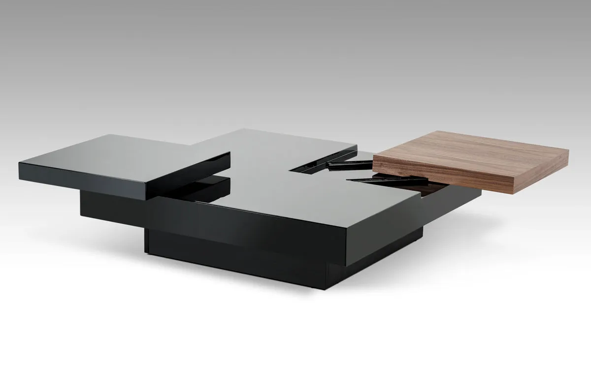 13' Walnut and Black MDF and Veneer Coffee Table By Homeroots