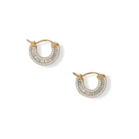 14 Karat Gold Plated over Sterling Silver Baguette CZ Hoop Earrings for Women