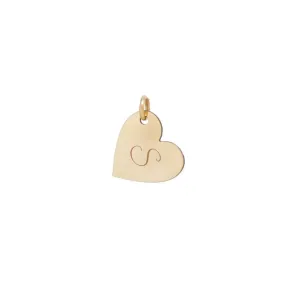 14k Cursive Initial Medium Heart Charm Pendant