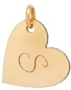 14k Cursive Initial Medium Heart Charm Pendant