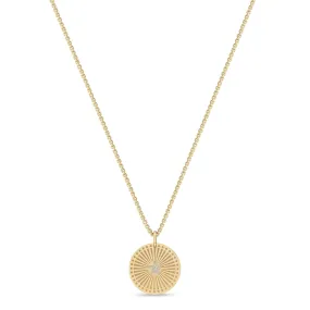 14k Pavé Diamond Star Small Sunbeam Medallion Necklace