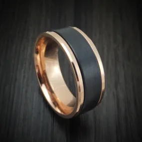 14K Rose Gold and Black Titanium Men's Ring