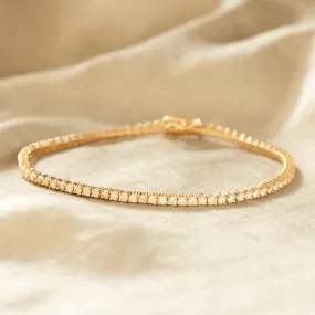 14K Yellow Gold 2.5 Carat Round Diamond Tennis Bracelet