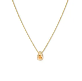 18K Teardrop Slider Necklace in Orange Sapphire