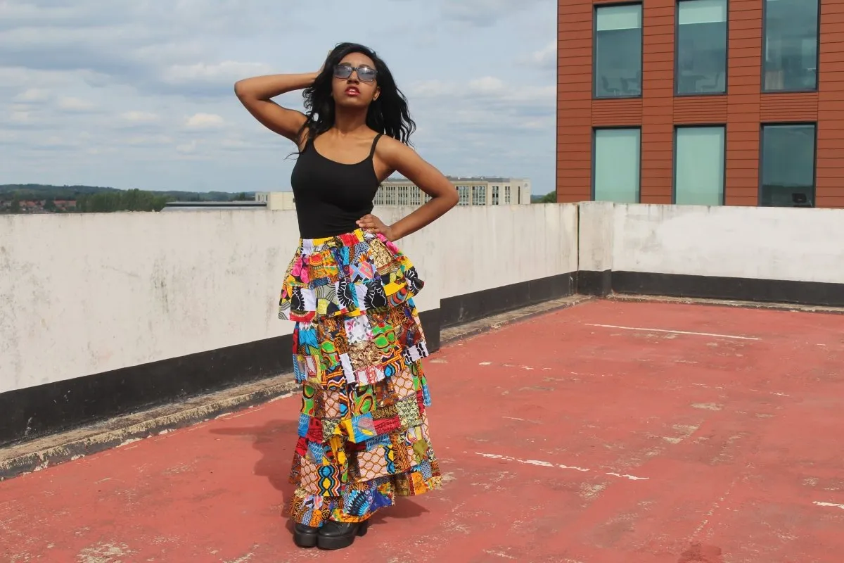 African Patchwork Skirt, Rah Rah - Festival Skirt