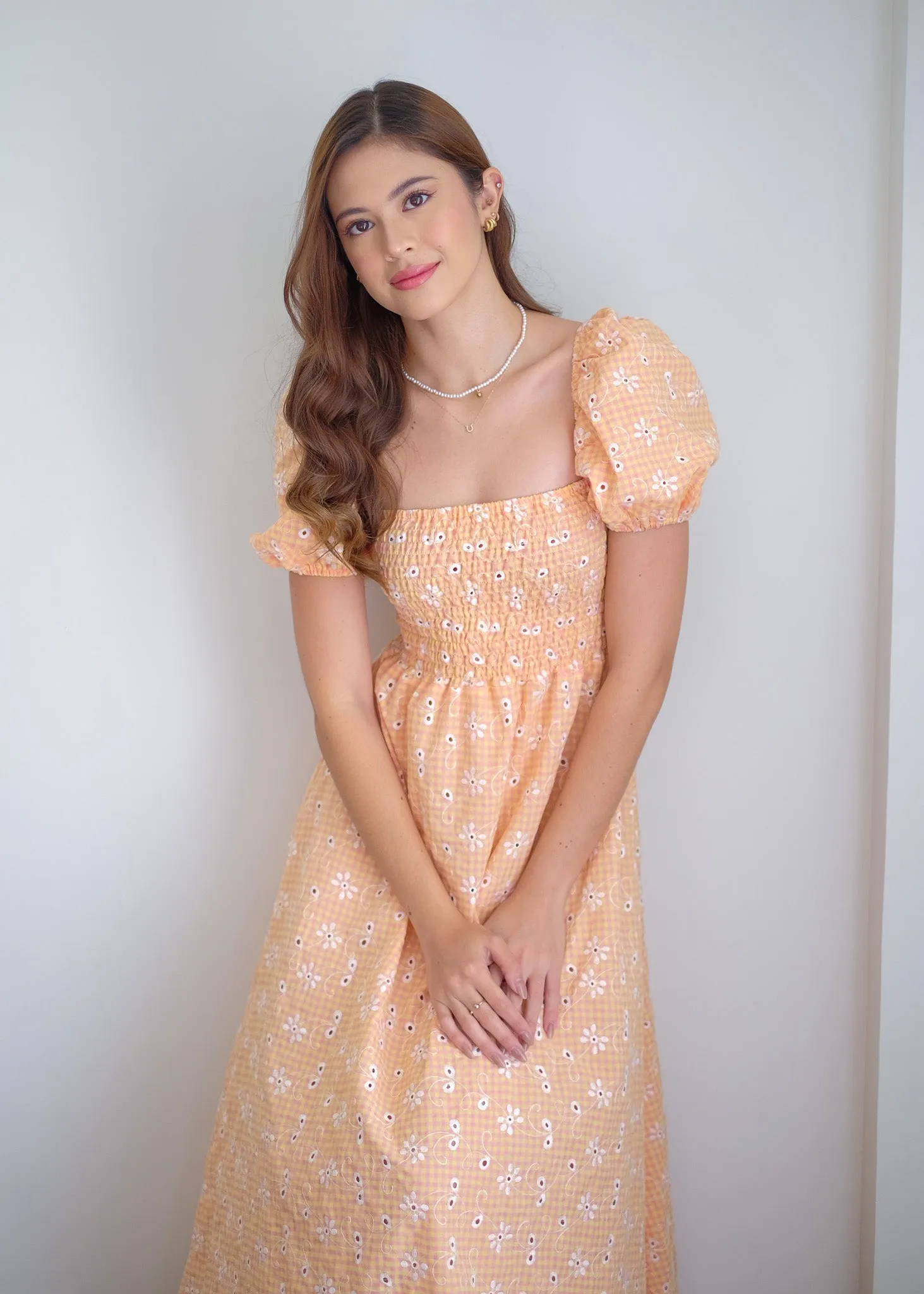 Alison Maxi Dress - apricot orange eyelet