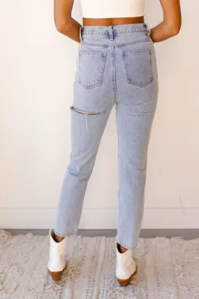 back slash high rise denim