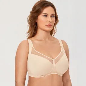 Beige Plus Size Seamless Unlined Underwire Full Coverage Strap Bra for Women