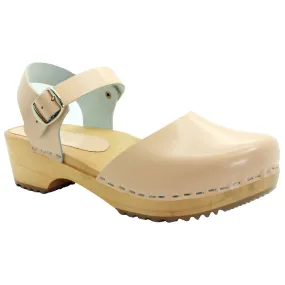 BJORK ALMA Swedish Wood Clog Nude Leather Sandals