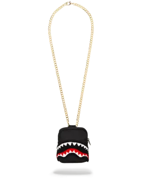 BLACK CHENILLE SHARK BACKPACK CHAIN