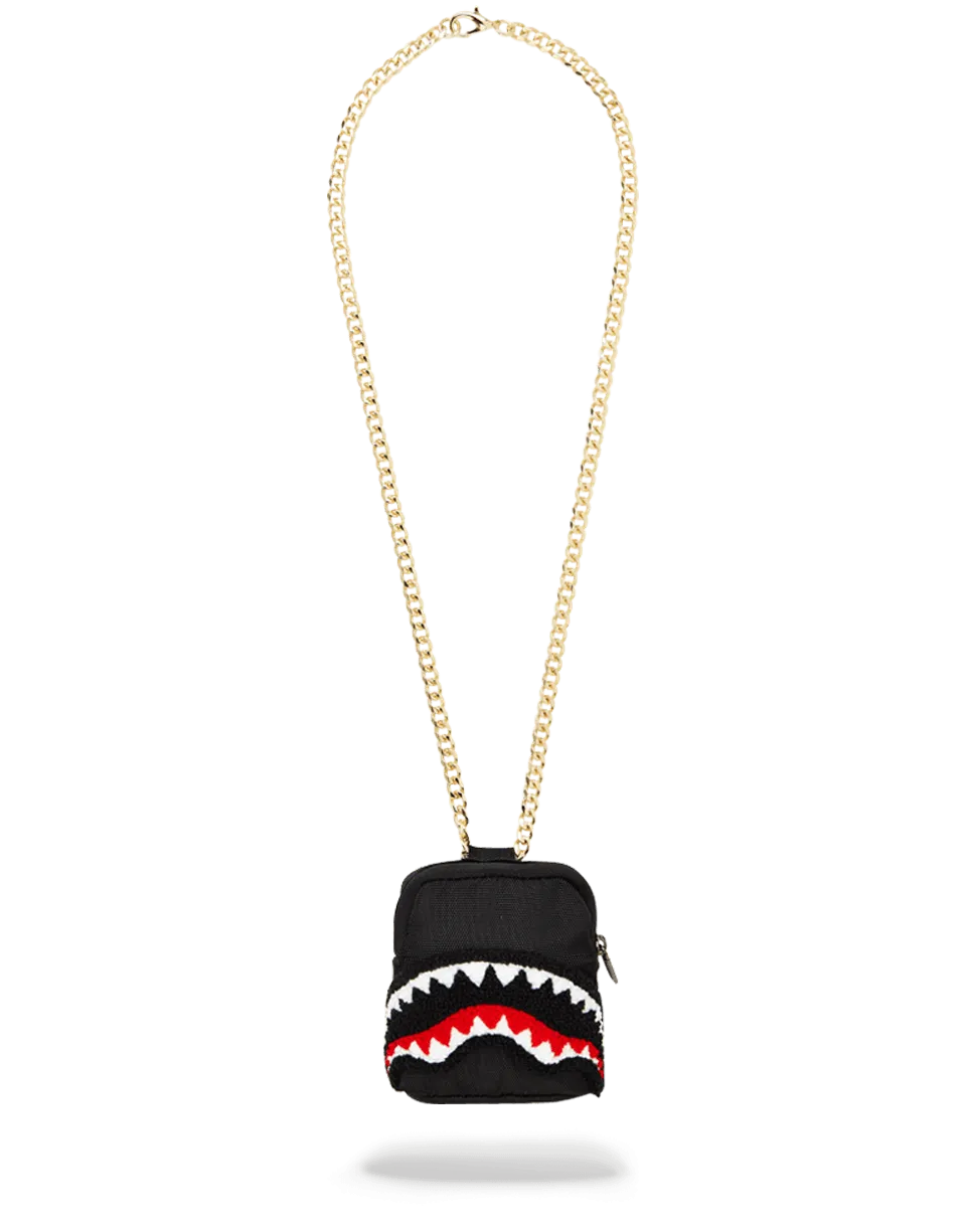 BLACK CHENILLE SHARK BACKPACK CHAIN