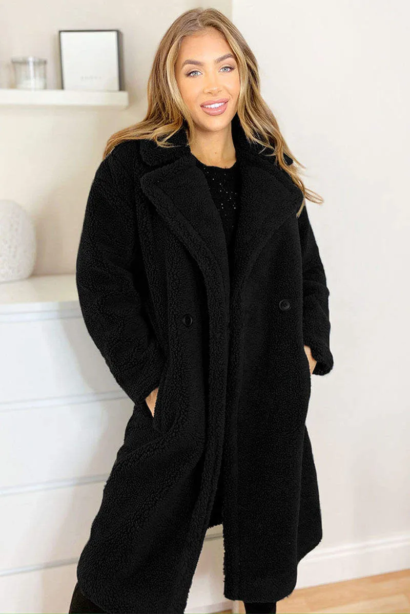 Black Faux Fur Teddy Coat