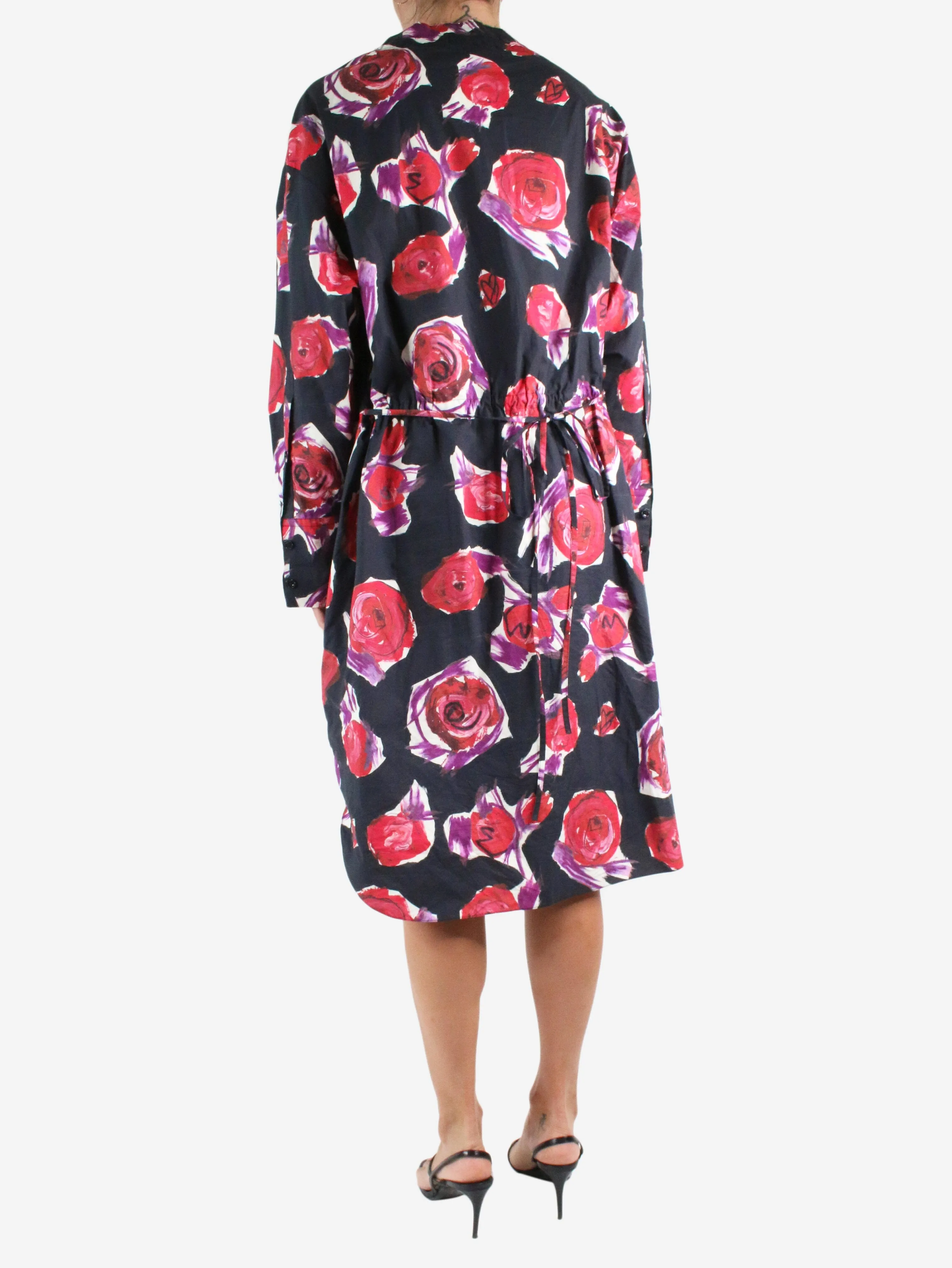 Black rose-print midi dress - size IT 40