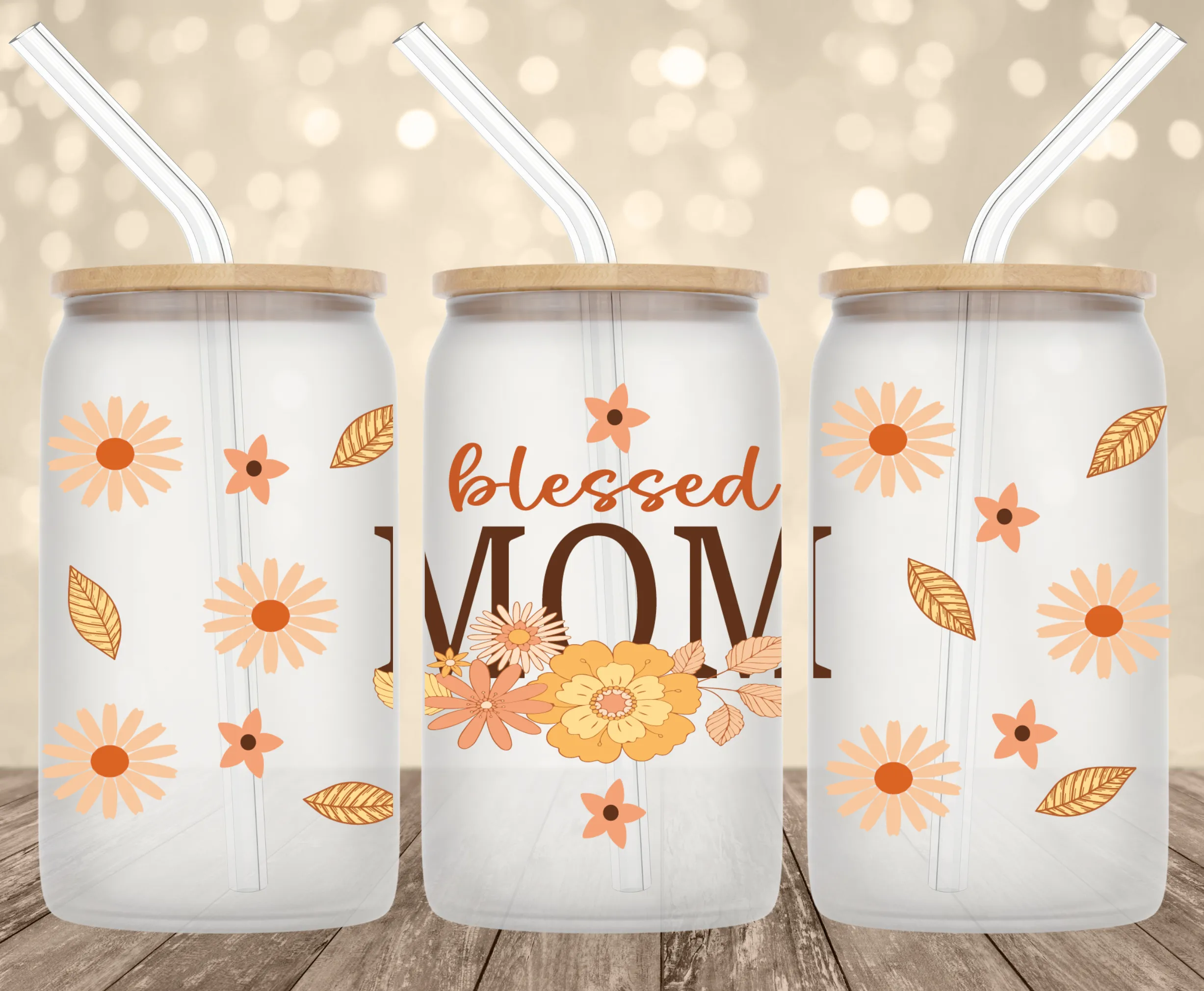 Blessed Mom UV Transfer for 16 oz Glass Can