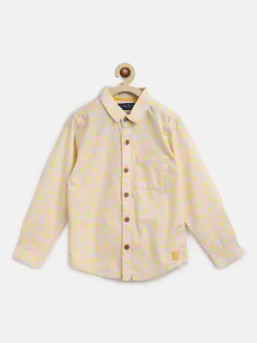 Boys Lime Yellow Printed Shirt