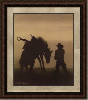 Bucking Horse Silhouette | Framed Western Horse Art in Double Mat | 25L X 21W" Inches