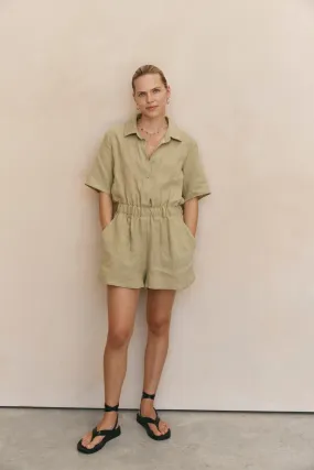 Carmita Linen Romper Sage