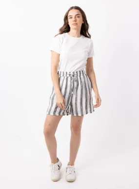 Charlie Stripe Linen Short-Black