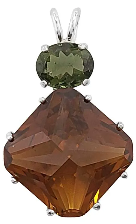 Citrine Regular Magician Stone? with Round Cut Moldavite