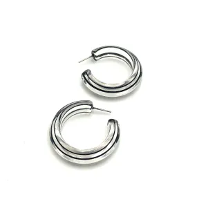 Clear & Black Pinstripe Hoop Earrings