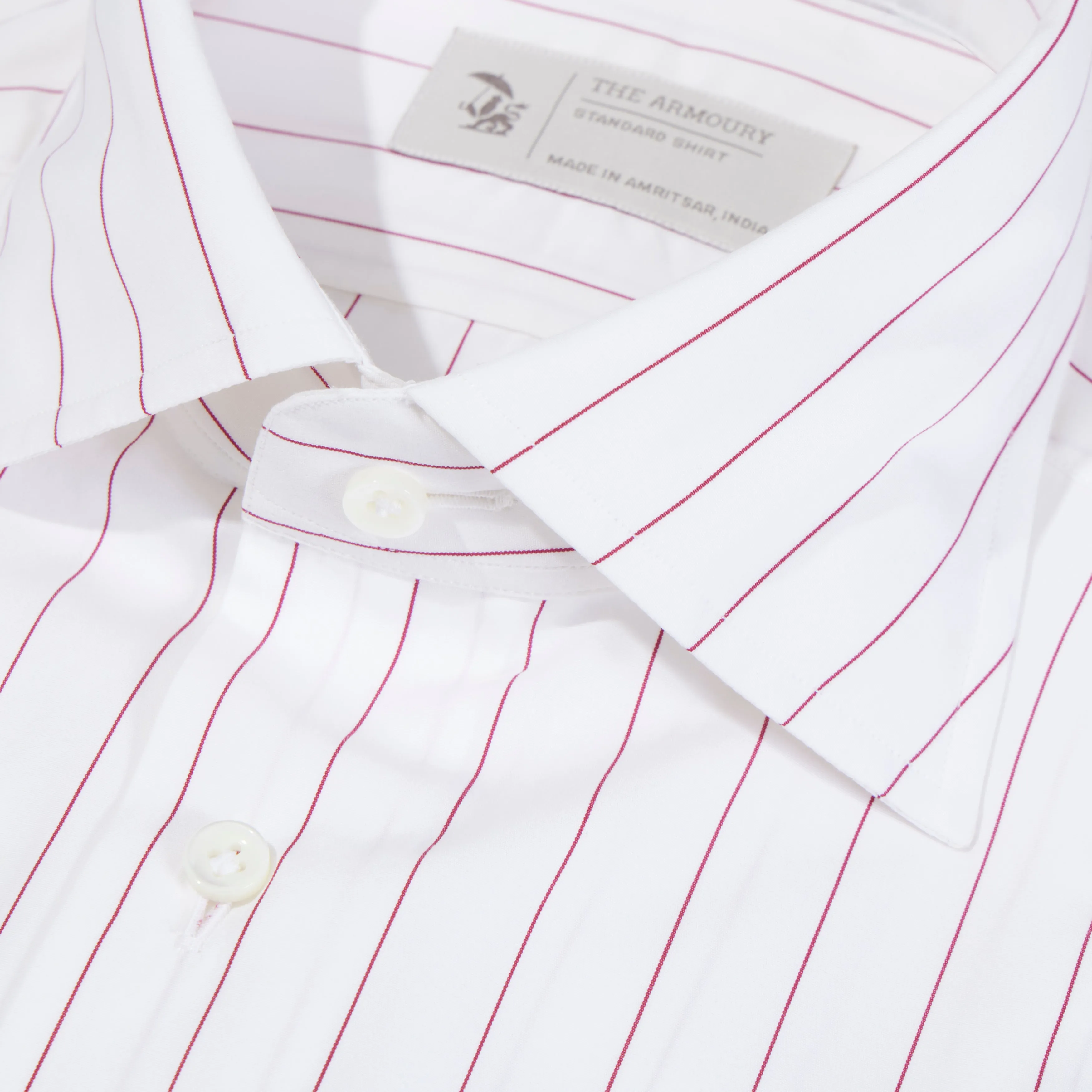 Cotton Thin Stripe Spread Collar Shirt