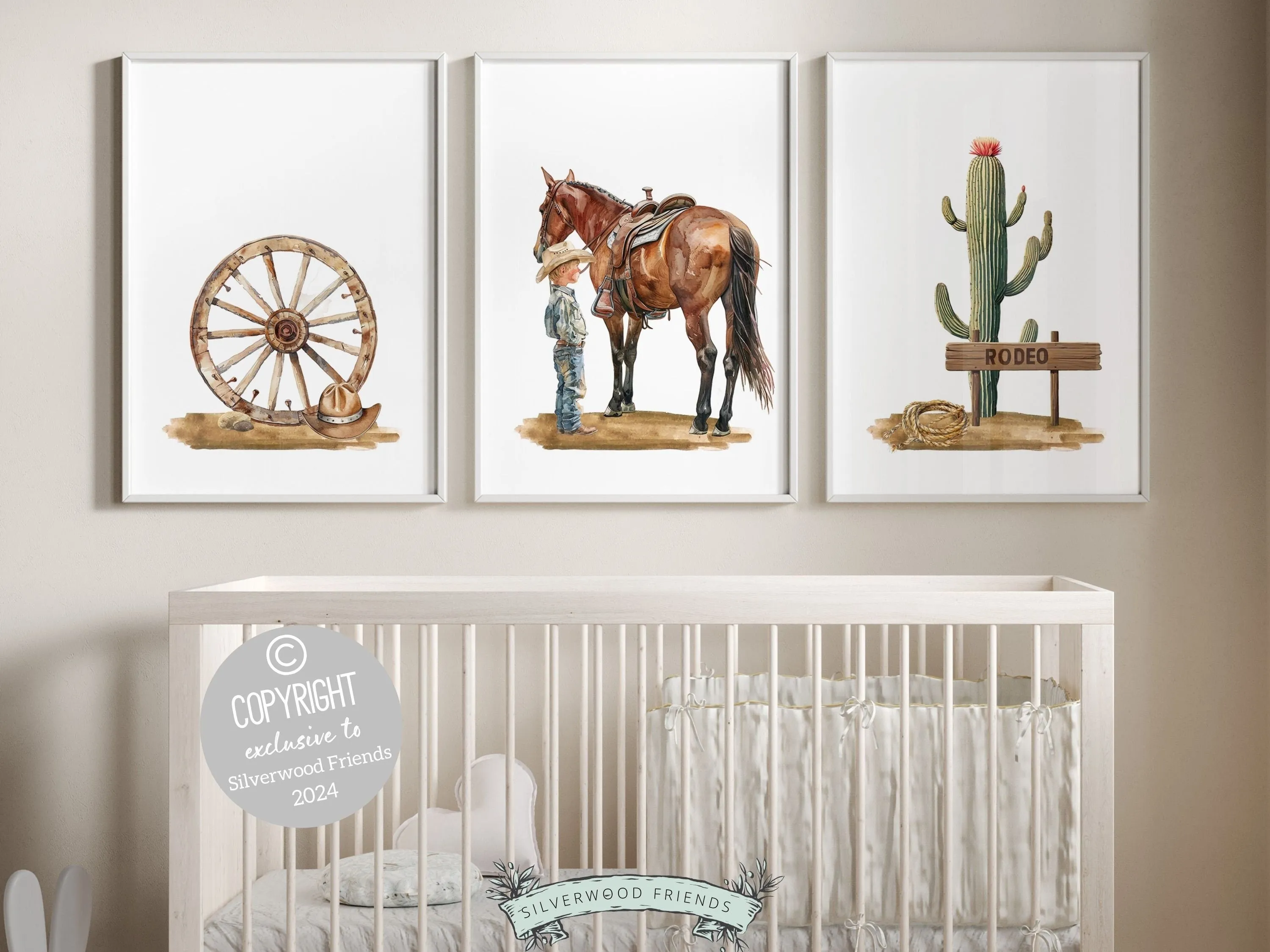 Cowboy Nursery Prints - Set 5