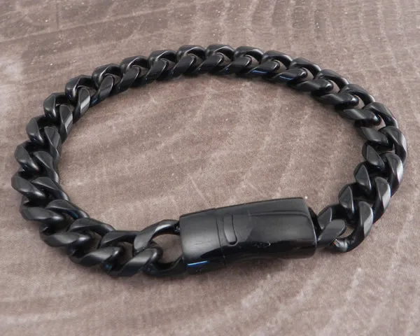 Cuban Black Leash Stainless Steel Bracelet with magnetic clasp