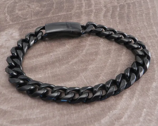 Cuban Black Leash Stainless Steel Bracelet with magnetic clasp