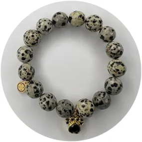 Dalmatian Jasper with Black Paw Pendant