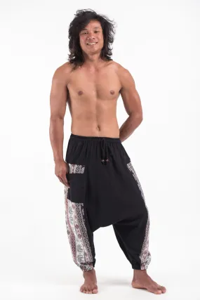 Elephant Aztec Cotton Men's Harem Pants in Black