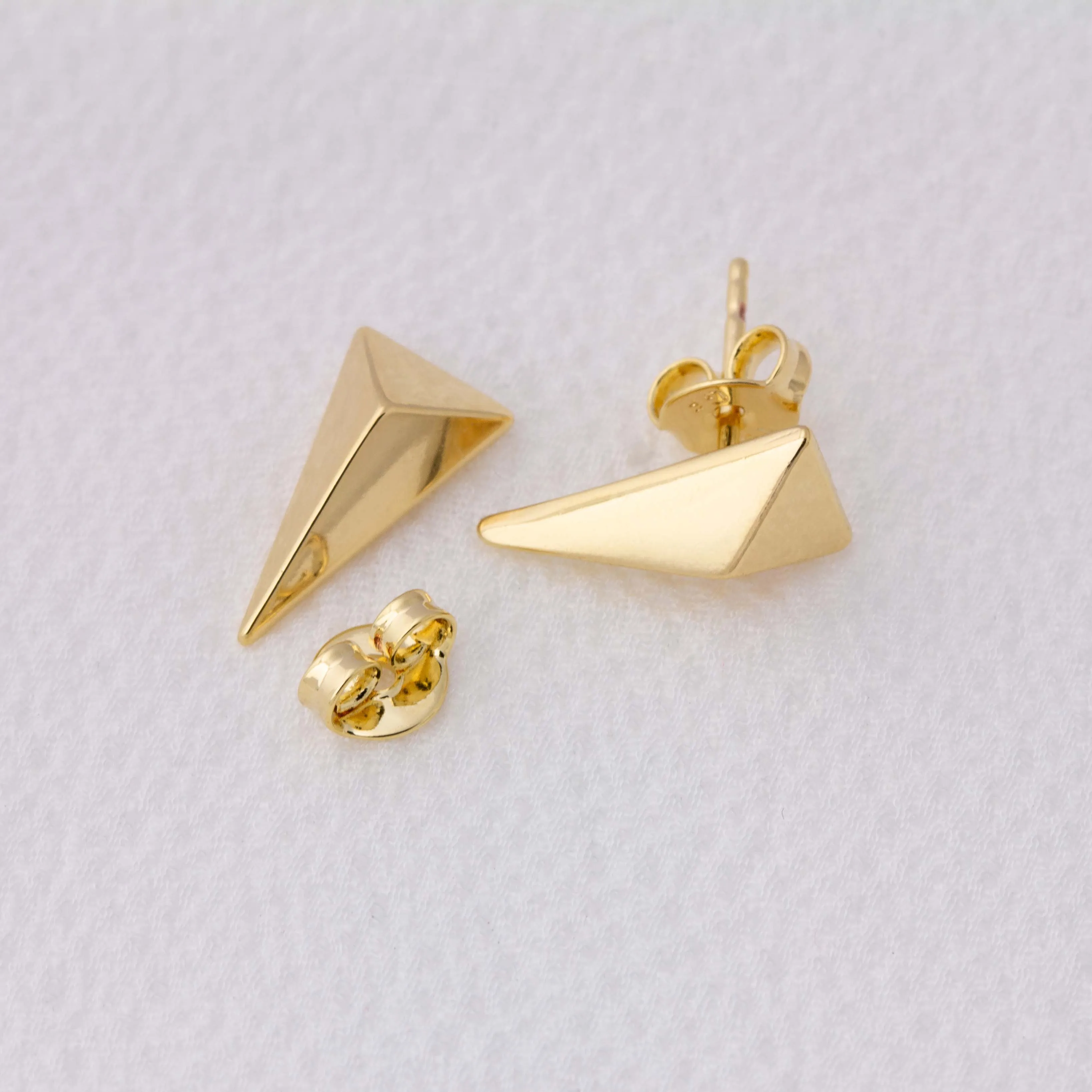 Elongated Faceted Triangle Stackable Earrings