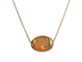 Ethiopian Opal Pendant Necklace in 14K Yellow Gold