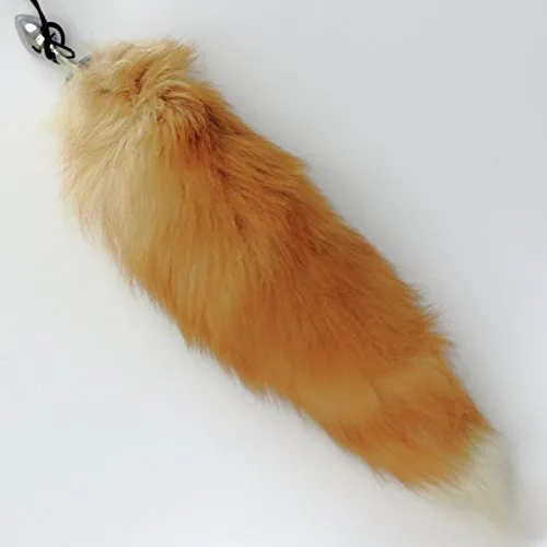 Fosrion Versatile Tail Stainless Steel Fox Tail: Sensual Anal Plug & Stylish Keychain (Medium Plug, Yellow)