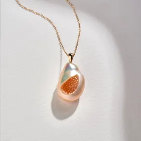 Freshwater Souffle Pearl Finestrino Pendant with Seed Pearls