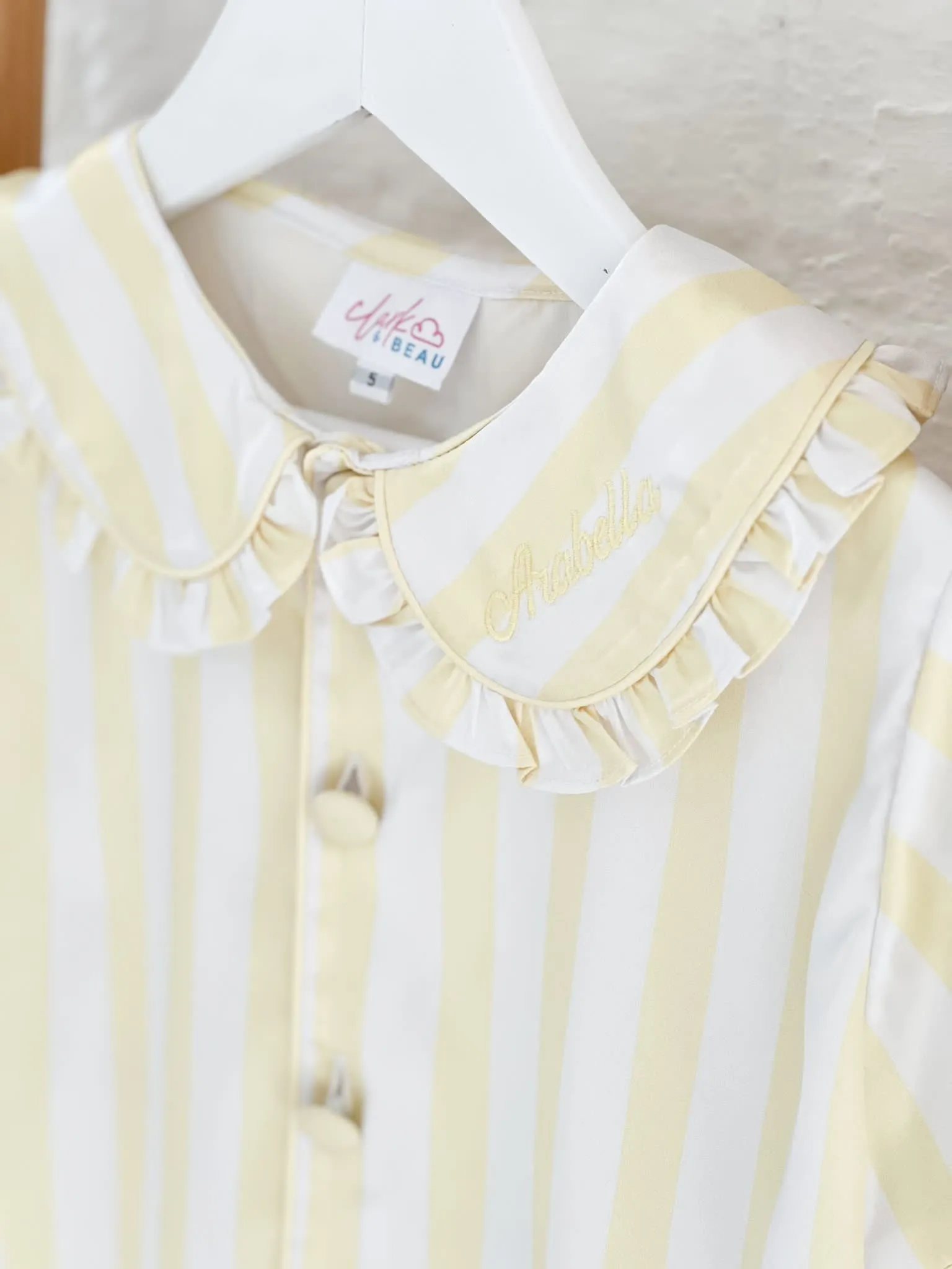 Girls Lemon Stripe Pearl Pyjamas