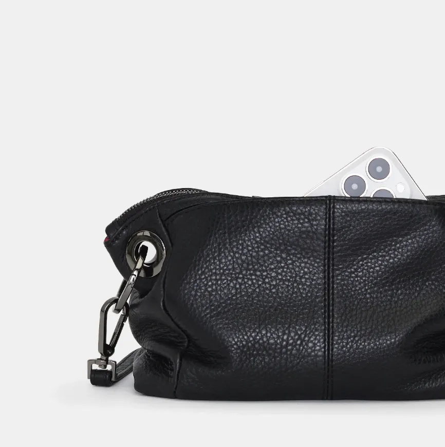 Hammitt Daniel Small Crossbody Clutch in Black Gunmetal