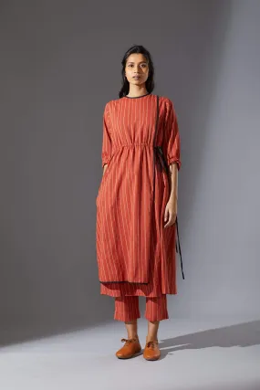 Mati Overlap Rust Striped Tunic Set with Pants