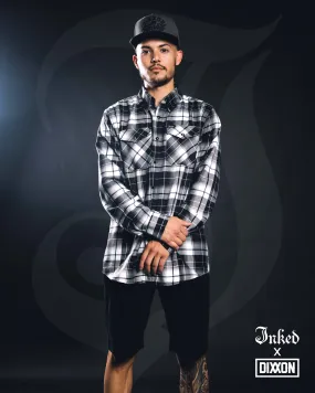 Men's Inked X Dixxon Collab Flannel Shirt - Black/White