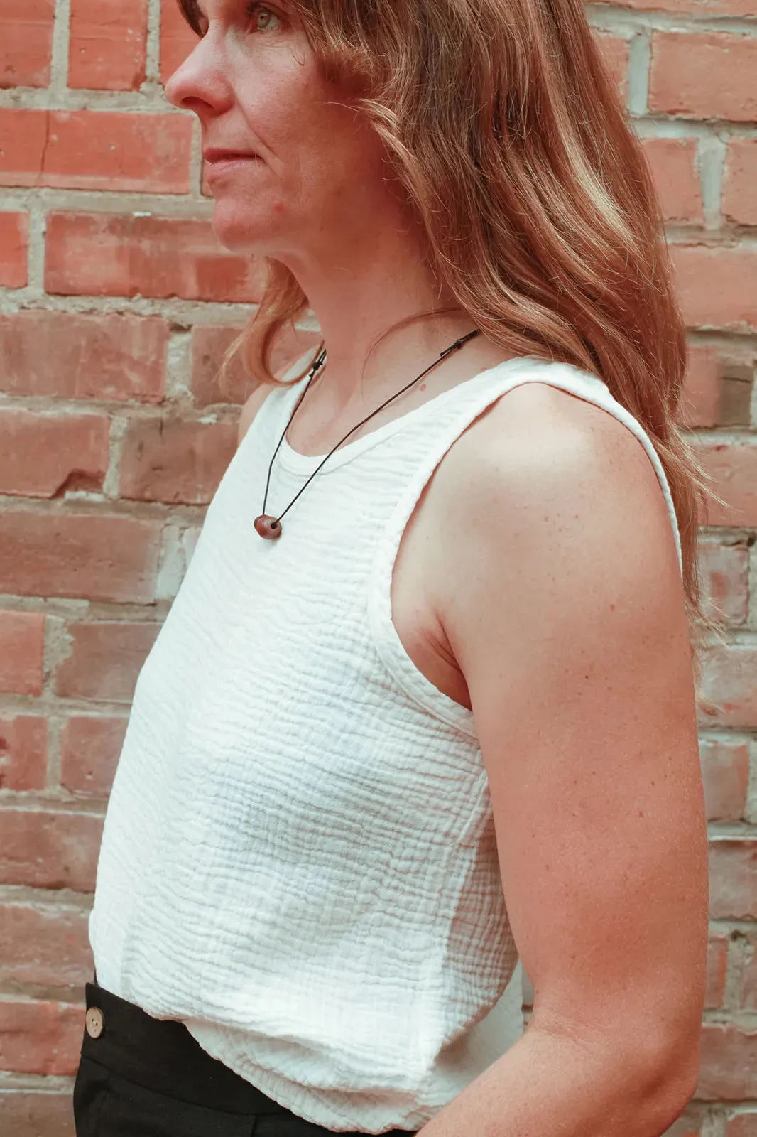 Organic Gauze Reversible Tank in Salt