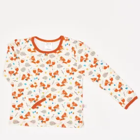 Organic girls longsleeve top "Fox & Hedgehog|Rust"