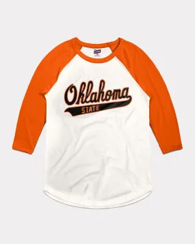 OSU Baseball Script White & Orange Raglan