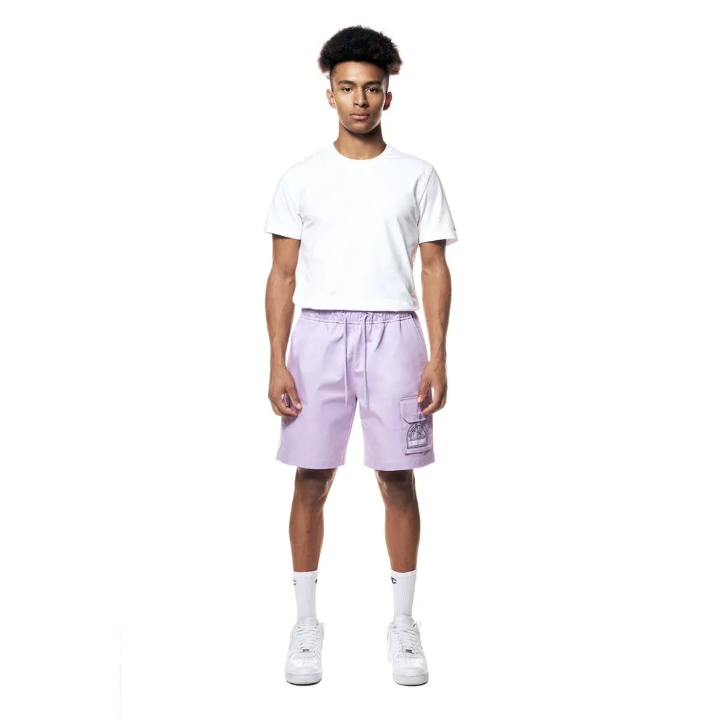 Printed Twill Workwear Shorts - Dusty Purple