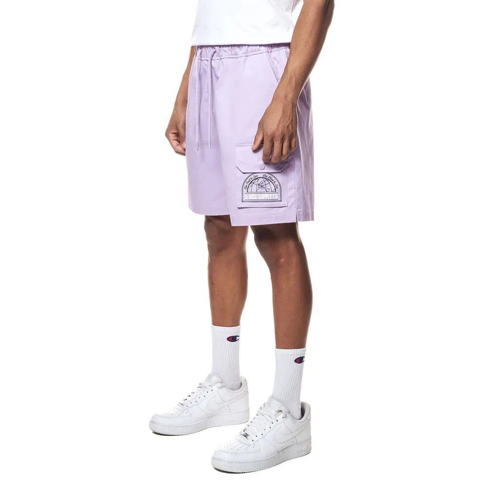 Printed Twill Workwear Shorts - Dusty Purple