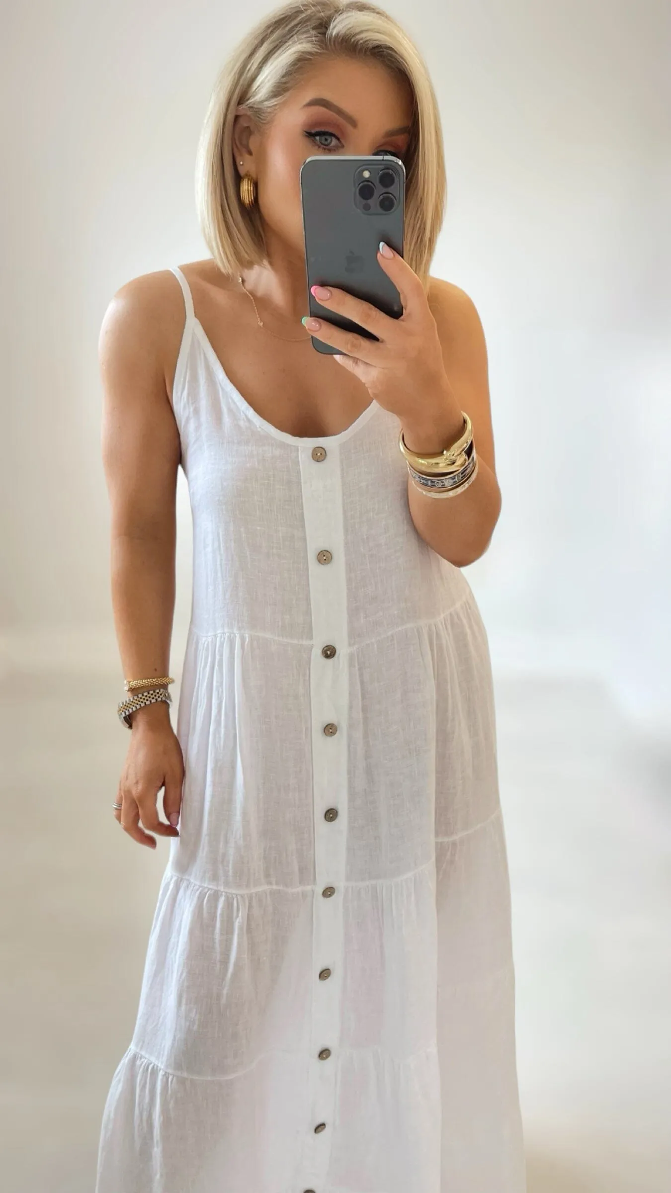 ROBYN LINEN DRESS - WHITE