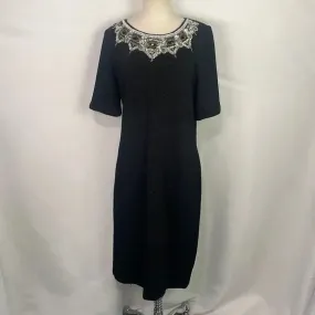 St John Black Shimmer Knit With Beaded Neck Dress