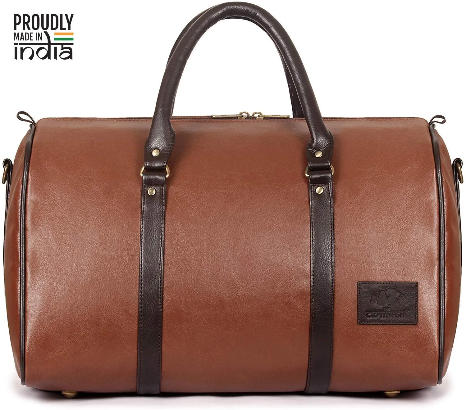 The Clownfish Browny 36 liters Faux Leather Travel Duffle Bag Men Travel Duffel Bag Luggage Daffel Bags Air Bags Luggage Bag Travelling Bag Truffle Bags (Rust Brown)