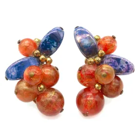 【USA輸入】 ヴィンテージ クラウントリファリ ビーズ イヤリング/Vintage Crown TRIFARI Beads Clip On Earrings