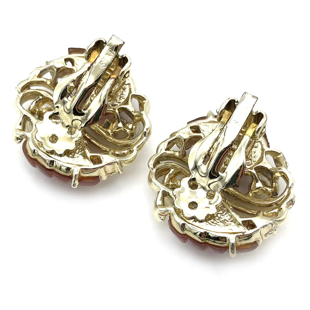 【USA輸入】ヴィンテージ STAR リーフ ラインストーン イヤリング/Vintage STAR Leaf Rhinestones Clip On Earrings